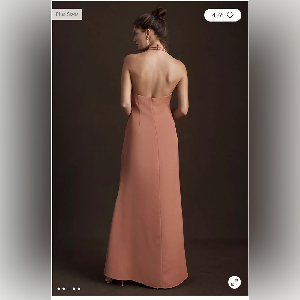 Bhldn Ruby Twist Halter Satin Gown - Size 4, Colo… - image 3